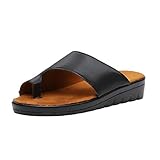 lederpuschen baby  Sandalen Damen Plateau Schlappen Sommer Keilabsatz Leder Sandaletten Flache Peep Toe Strand Hausschuhe Zehentrenner Flip Flops Bequeme Schwarz 39