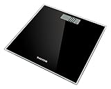 Salter Glass Bathroom Scales – Supersize Digital Display Electronic Scale for Precise Weighing, Toughened Glass Platform, Step-On for Instant Reading, Metric + Imperial. 15 Year Guarantee - Black