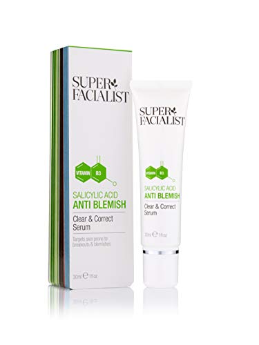 Super Facialist Salicylic Acid Anti Blemish Clear and Correct Face Serum. Clears Up Acne & Spots. Reduces Excess Facial Oil. Treatment For Clogged Pores + Blackheads 30 ml