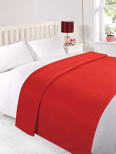 Dreamscene FPORE110 Plain Throw Fleece Blanket, Red, 120 x 150cm