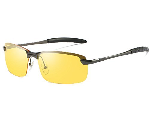 Red Peony Gafas De Sol Amarillas Conducir Nocturnas polarizadas Gafas de sol de aviador Protección UV 400 (B/gris)