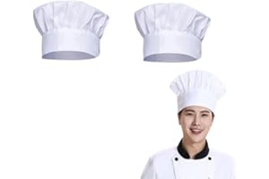CLYHON Szef czapka kucharska, uniseks, z bawełny, do kuchni, hotelu, restauracji, kapeluszy gastronomiczne, regulowana, dla mężczyzn, kobiet, do gotowania, biała, biały