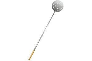 Milo srl Pala per Pizza Tonda o Rettangolare Forata per Forno a Legna Pizzeria Accessori in Alluminio (Ø 30 CM X 170 CM Forata)