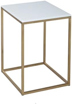 GillmoreSPACE Square Side Table - Kensal WHITE with BRASS base
