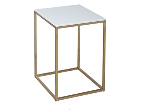 GillmoreSPACE Square Side Table - Kensal WHITE with BRASS base