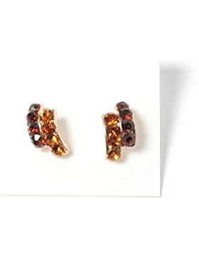 Goldfarbene Ohrstecker mit funkelnden Steinen in Goldbraun und Dunkelbraun Topas