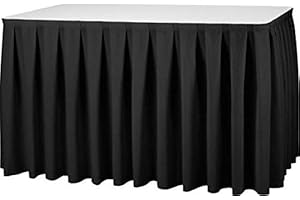 Gastro Uzal Skirting Excellent 520 x 73 cm schwarz Tischrock/Kellerfalte für die Tischgrößen 170 x 80 cm / Ø160 cm geeignet mit rückseitigem Klettband