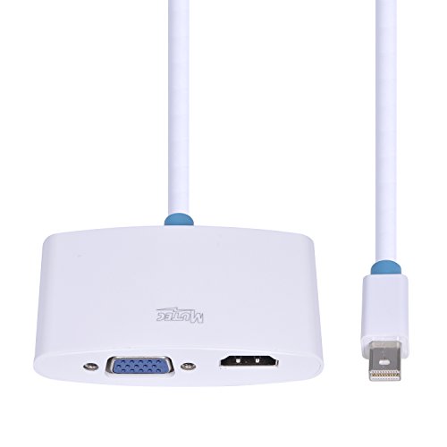 MutecPower 2 in 1 Mini DisplayPort (DP) zu HDMI und VGA Adapter Konverter Stecker auf Buchse – 30 cm – Ultra HD 4K-Auflösung – mit 3 Kabelbinder – Männlich zu weiblich - 3