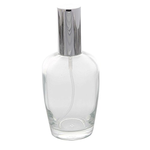 Parfümflakon Glas mit Zerstäuber, 100 ml Kosmetex Flakon Flaschenform für Parfum, Colognes, leer, Silber - 2