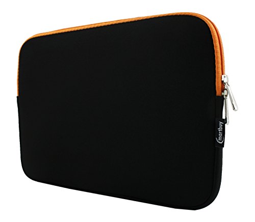 Emartbuy Schwarz / Orange Wasserdicht Neopren weicher Reißverschluss Kasten Abdeckung Sleeve mit Orange Interior Passend für Odys Fusion Win 12 Pro 2 in 1 Covertible PC 11.6 Zoll ( 11.6 - 13.3 Zoll )