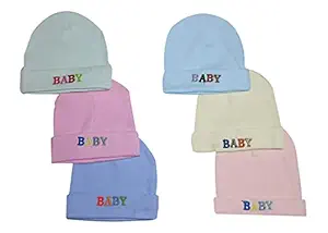 Baby's Gift Baby caps for Newborn 0-6-12 Months 100% Cotton - Soft Baby Beanies Cap Knitted Fancy, Kids Hat Infants Boys and Girls Winter Unisex Cap Set of 6 - (Multicolor)