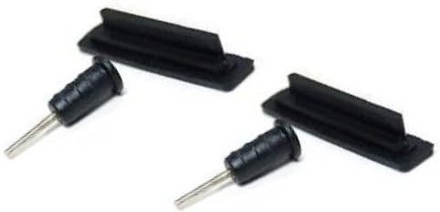 VB iPhone/iPod Charger Anti Dust Cap Protectors &amp; Earphone Dust Plugs (2x Sets) (Black)