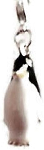 LOVELY LITTLE BLACK &amp; SILVER PENGUIN CLIP ON CHARM - 925 SILVER PLATE - FREE P&amp;P