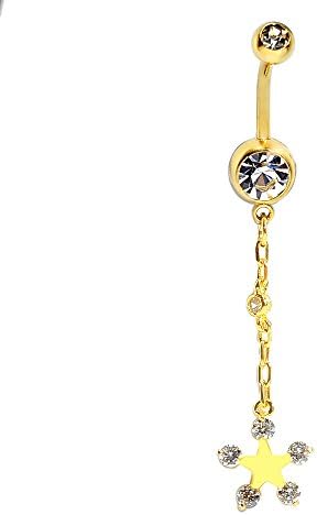 Xinmaoyuan Wedding Jewelry Business-Pentagram Jewelry Piercing Jewelry Hypoallergenic Medical Grade Stainless Steel Belly Button Ring , Gold Wedding Gift Birthday Present Holiday Gift