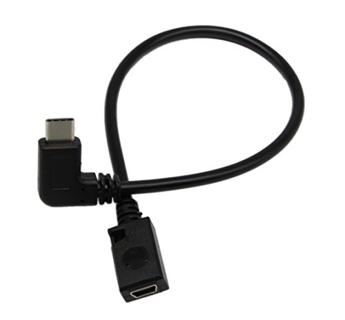 Typ C Kabel 90 Grad rechts, cerrxian USB 2.0 Mini Buchse an USB C (Typ C) Stecker links/rechts Winkel Sync & Charge Konverter Adapter Kabel 25,4 cm - 3