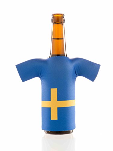 Flaschentrikot Schweden – Flaschenkühler, Bierkühler, Getränkekühler aus Neopren – Fanartikel und Partyspaß zum Grillen, Public Viewing und Feiern