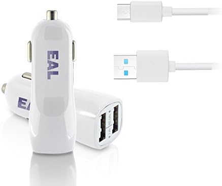 USB Type C Car Charger, Dual USB Bullet Car Charger with Type C USB Cable Sync & Charge Travel Adaptor Charger 2 in 1 Pack for Huawei P10 , P10 Plus and All Other Type C Supporting Devices (White)