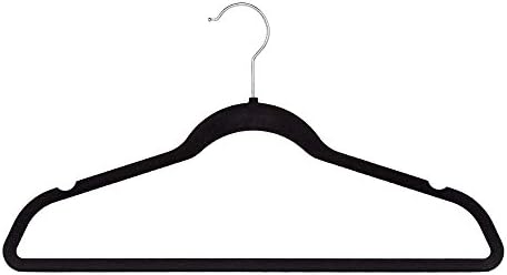 Jeronic Ultra Thin Non-Slip Velvet Clothes Hanger, Pack of 50, Black
