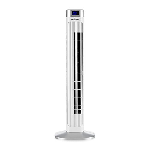 oneConcept • Hightower 2G • Säulenventilator • Standventilator • Turmventilator • mit Fernbedienung • 50 Watt • Timer • 3 Geschwindigkeiten • 3 Ventilationsmodi • Schwenkfunktion • LED-Display • Innenraumtemperaturanzeige • Turmbauweise • weiß - 4