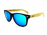 Wood Sunglasses Gafas de Madera Mosca Negra Modelo Mix Solid Black and Ice Blue Wood Sunglasses