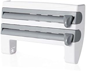Kitchen Roll Holders Gray Wall Mounted For Cling Film Kitchen Paper Towel Wrap Aluminium Foil Dispenser 4-in-1 Kitchen Storage Shelf Pack of 1 by BIPY