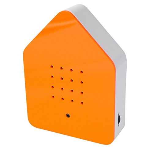 Preisvergleich Produktbild Zwitscherbox - Bewegungsmelder löst Vogelgezwitscher aus. Entspannend, erfrischend. Designobjekt 11 x 15 cm orange