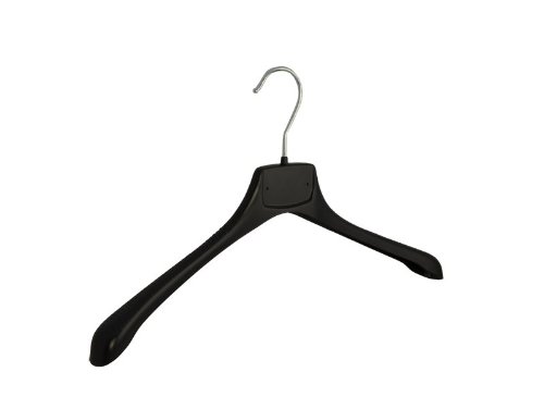 10 x Jacken / Kostümbügel schwarz, leicht gebogen mit Schulterverbreitung (25 mm), 42 cm - DER KLEIDERBÜGELRIESE