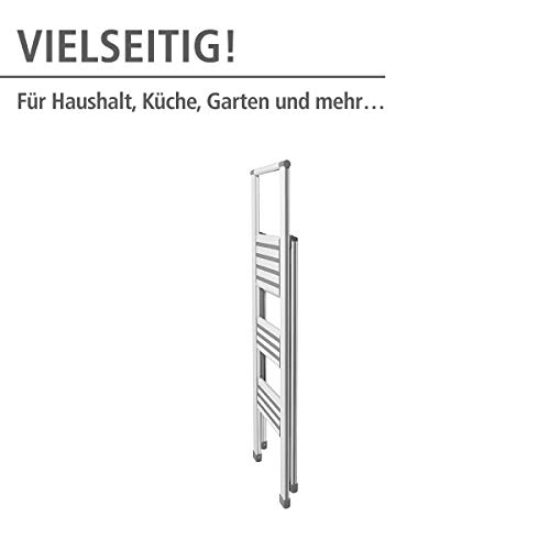 Wenko 601016100 Alu-Design Klapptrittleiter Haushaltsleiter, Aluminium beschichtet, 44 x 127 x 5,5 cm, weiß, 3-stufig - 4