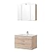 Produktbild Badezimmermöbel Waschtisch & Spiegelschrank Set Buche Iconic mit 80cm Keramik-Waschtisch & LED-Spiegelschrank, B x H x T ca.: 80 x 200 x 48cm