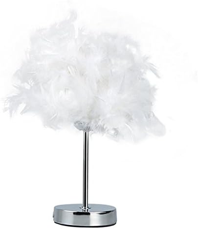 UKBIOLOGY 1 pc Creative Fashion White Feather Lamps Bedroom Bedside Decorative Desk Light beauty Chic Bedside lamp