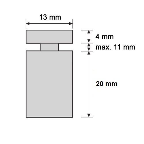 Alu Abstandshalter 13 x 20 mm in Satin – 4er Set, Plattenhalter, Schildhalter, PLEXIGLAS® Halter - 5