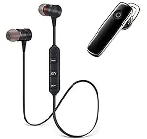 Hexes BS-002 Magnetic Wireless Bluetooth Headset Hands-Free Bluetooth Earphone Headphone for Calling with Built-in Mic for All Smartphone