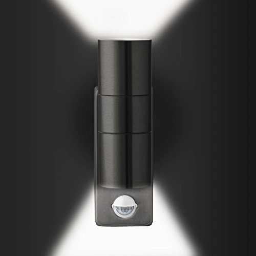 SEBSON® Aussenleuchte mit Bewegungsmelder, Wandleuchte, Edelstahl, up down, inkl. 2x GU10 LED Lampe 4W (3,5W) kaltweiß - 4