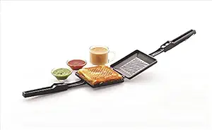 BHATI Sandwich Toaster, Non-Stick Coating Solo, Regular Gas Sandwich Toaster with 2 in 1 Peeler (black)