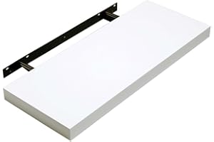 Homme Concept – 110cm High Gloss Floating Shelves, White Wall Shelf with Invisible bracket, Display Shelves for Books, Photos, Ideal Home Decor Accessories for Bedroom, Living Room, Office, Kitchen.