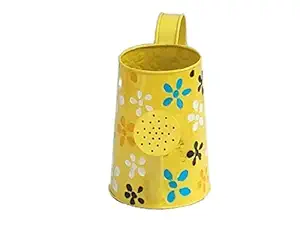 Railing Planter Impex 2 litres Hand Painted Metal planters Watering Can - Rust Free Home Decor Gifting, Garden, Gardening, Tools ( Pack of 1 , Yellow Tepper)