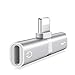 Price comparison product image Hamdol Headphone Adapter for iPhone X/XS/XS MAX/XR/8/ 8Plus/ 7/7 Plus Headset Adaptor Splitter Earphone Connector Convertor 2 in 1 Accessories Car Charger, Quick Charge Fast Car Adapter, Sliver-White