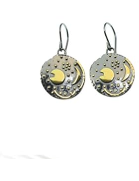 Himmelsscheibe von Nebra, Ø 18mm 1 Paar Ohrringe 925/-- Silber, Sternenschmuck