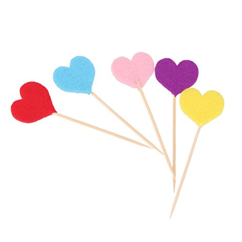 BESTOMZ 50 Stück Herz Cupcake Toppers Muffin Topper Deko Picker - 6