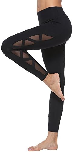 dh Garment Women's Gym Leggings High Waist Yoga Pants With Pockets (Large)