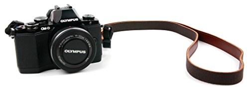 Duragadget Cordon Tour de Cou en Cuir Brun pour Appareil Photo Fujifilm X-T10  XQ2  X-Pro2  Pentax K3II  Canon EOS M5