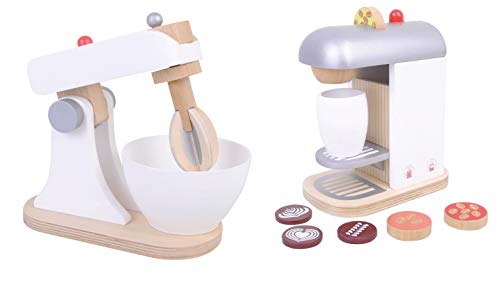 Preisvergleich Produktbild Kaffeemaschine Mixer Küchenmaschine aus Holz Set Spielküche