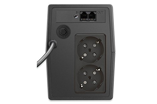 DIGITUS Professional Line-Interactive USV Anlage, 600VA/360W, 12V/7Ah x1 Batterie, 2x Schuko, AVR, RJ-11/RJ45, LED-Display - 2