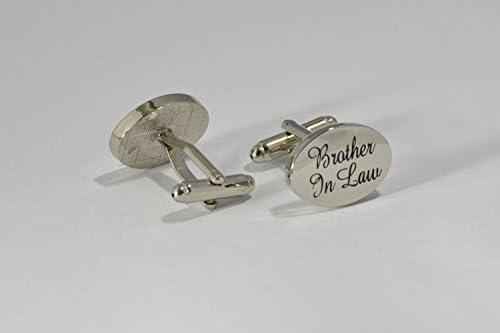 SILVER OVAL mens wedding cufflinks cuff link Groom best man usher page gift CL03 (BROTHER IN LAW)