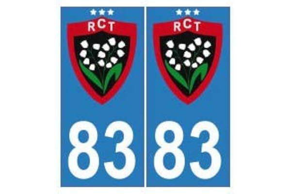 83 RCT toulon rugby trois 3 étoiles autocollant plaque europe - Angles : droits