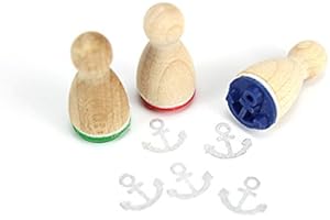 Stemplino® Mini timbri – motivo ancora – 12 mm di diametro – Timbro in legno per bambini Bullet Journal con motivo ancora marittimo