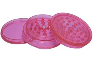 UNDERDAWG Pink Plastic Herb Grinder 3-Part Magnetic Shark Teeth with Airtight Smell-Proof Stash Storage - 60mm