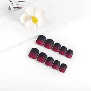 CanB Matte Fake Nails Art Accessories Long False Nail Tips Full Cover Coffin Nail Decoration Fashion Acrylic Press on Nail French DIY Nails for Party and Salons (Red)