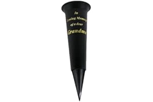 ENDLESS CREATIONS Special Graveside Memorial Grave Spiked Flower Vase In Loving Memory Special Memorial Vase for Graves - Plastic Cemetery Flower Holder with Spike, (1, Grandma)