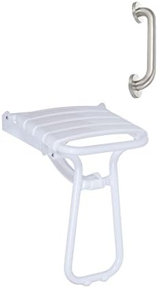 zdouche 42101001 Shower Seat + Stainless Bar, Folding, White